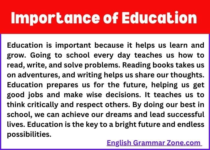 Paragraph on Importance of Education