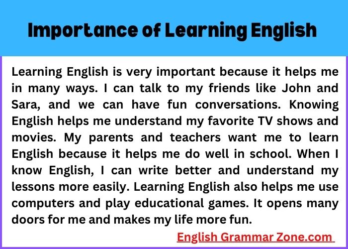 Paragraph on Importance of Learning English