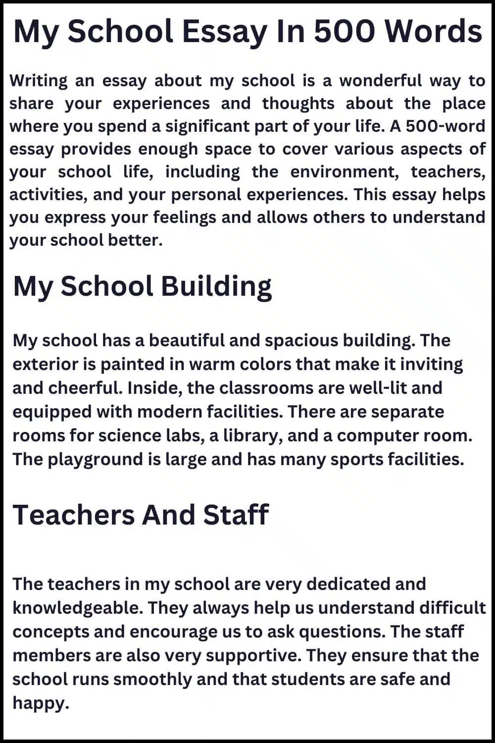 my school essay in English