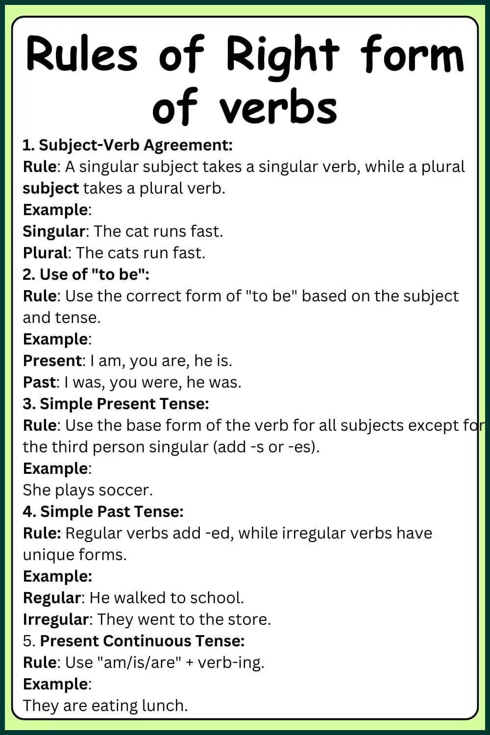 Right form of verbs