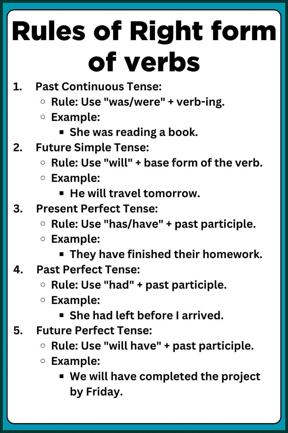 Right form of verbs
