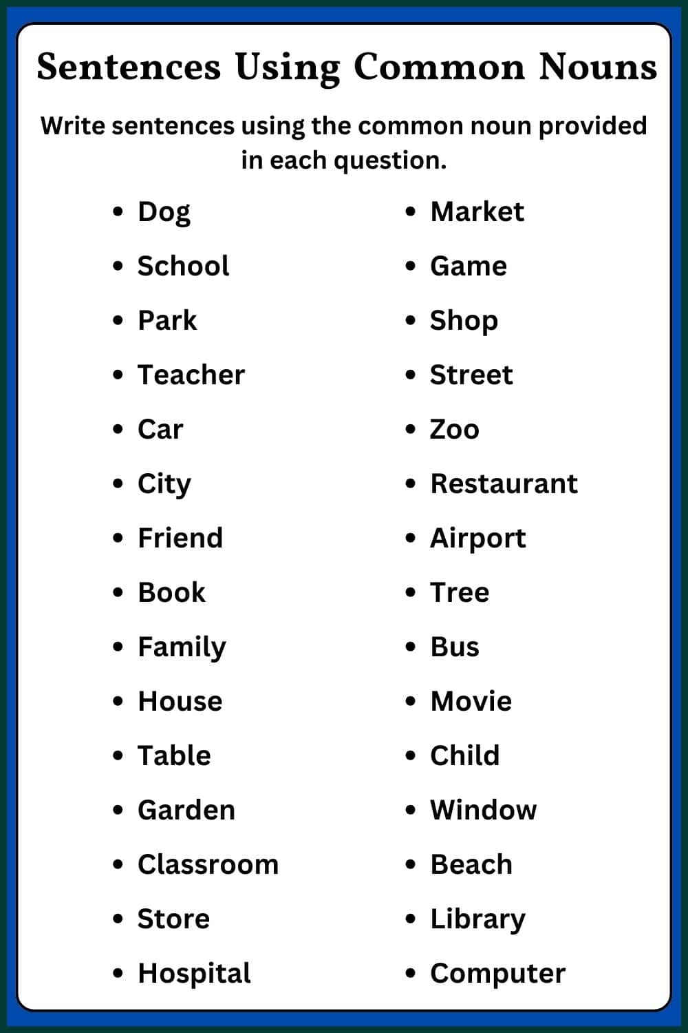 Common Noun Exercise