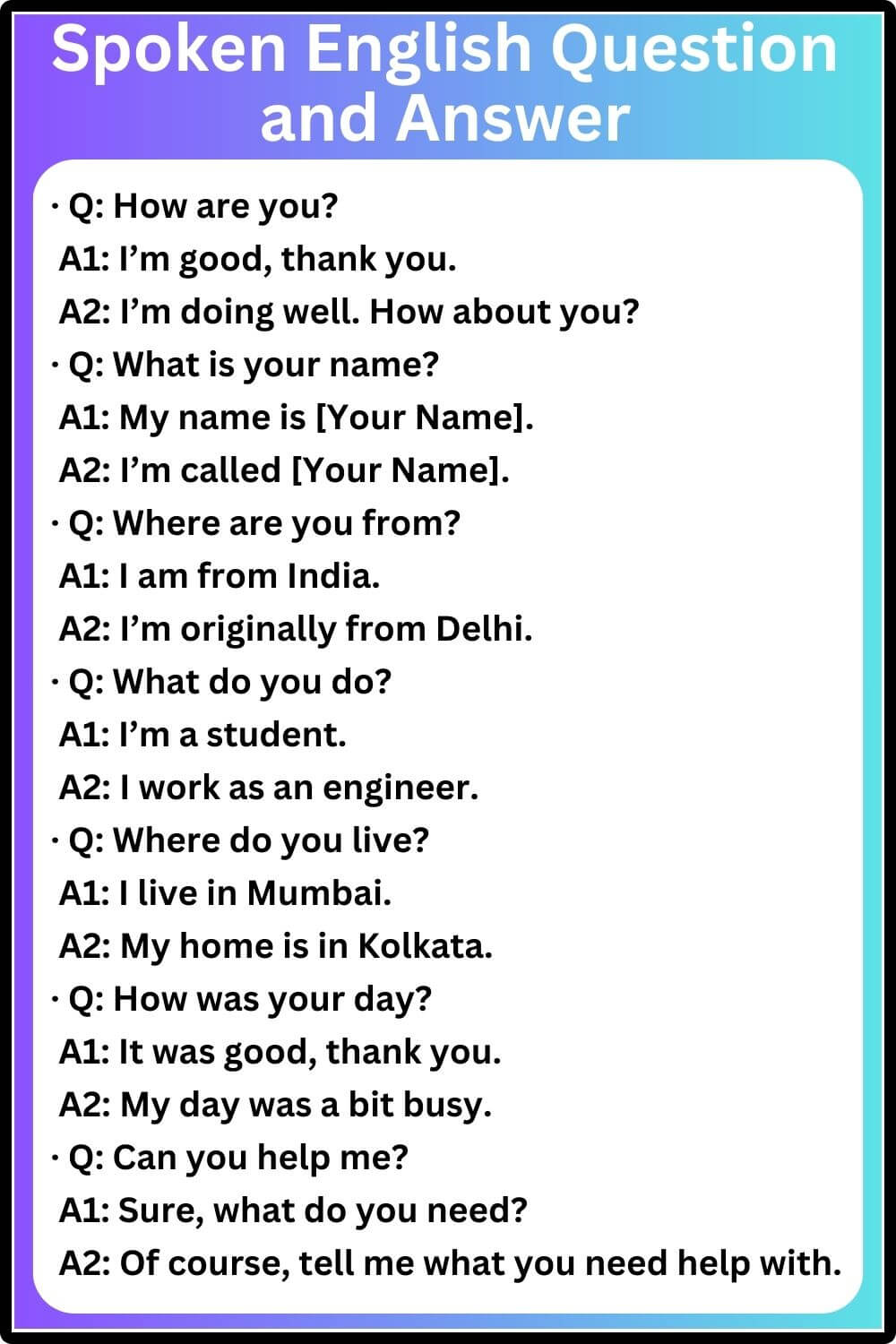 Spoken English Question and Answer
