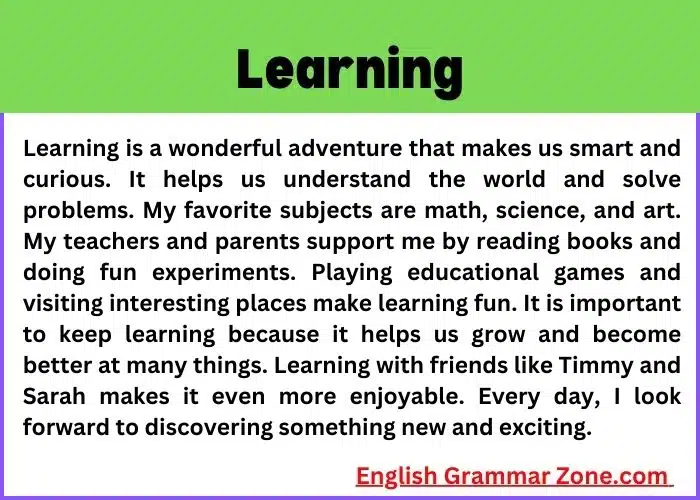 paragraph on learning in english 250 words