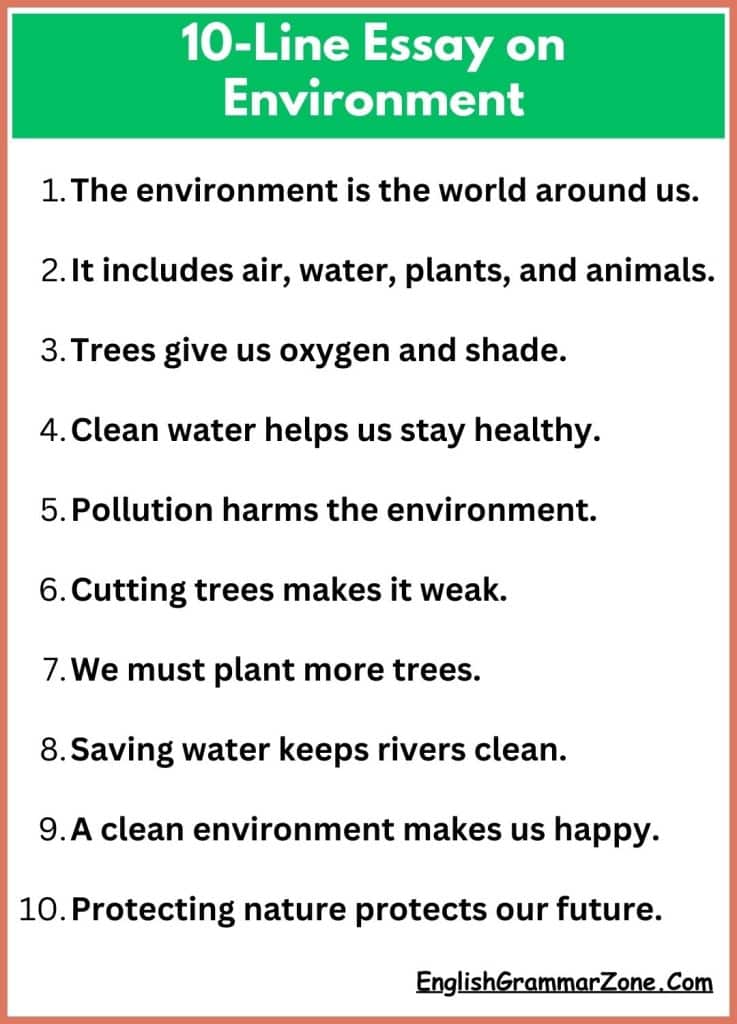 10-Line Essay on Environment