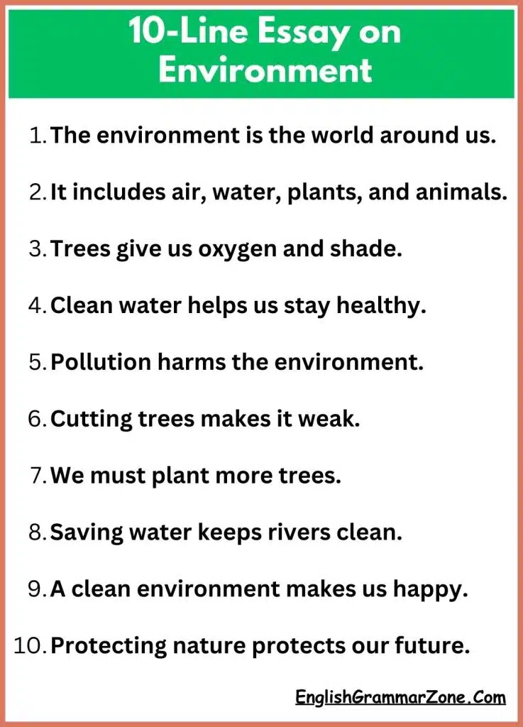 10-Line Essay on Environment