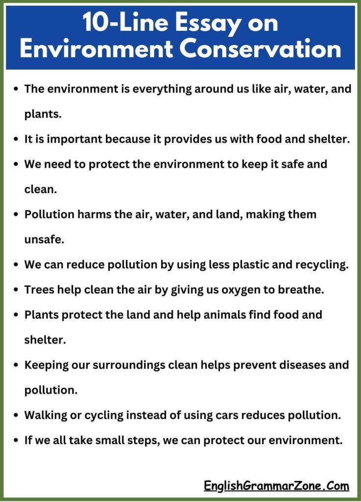 10-Line Essay on Environment Conservation