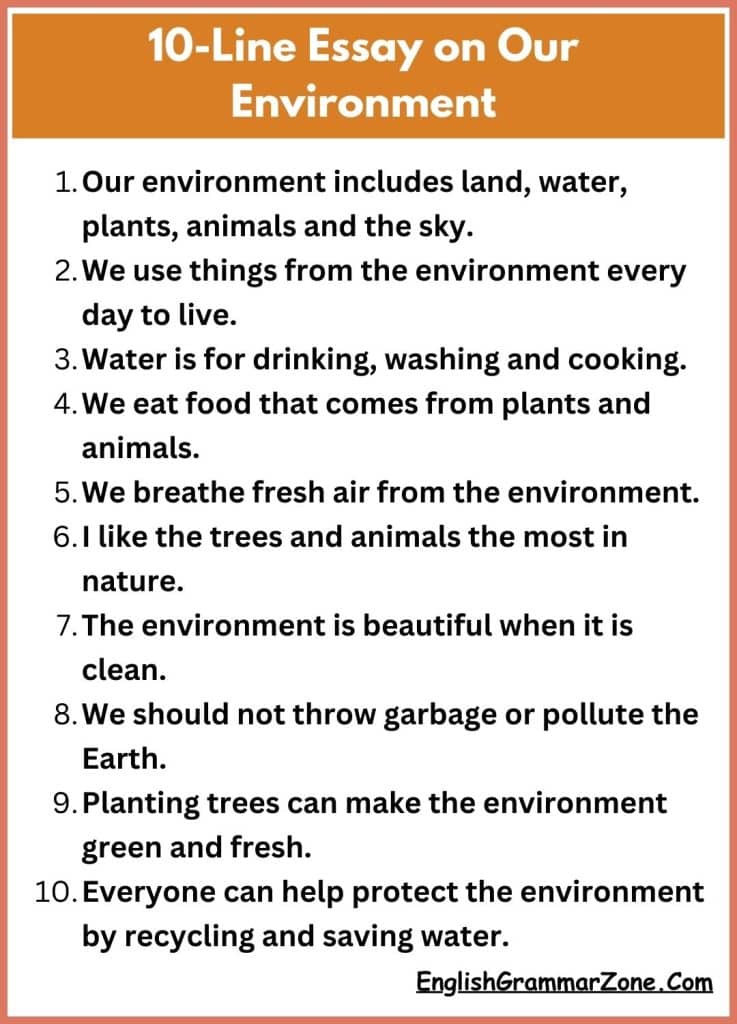 10-Line Essay on Our Environment