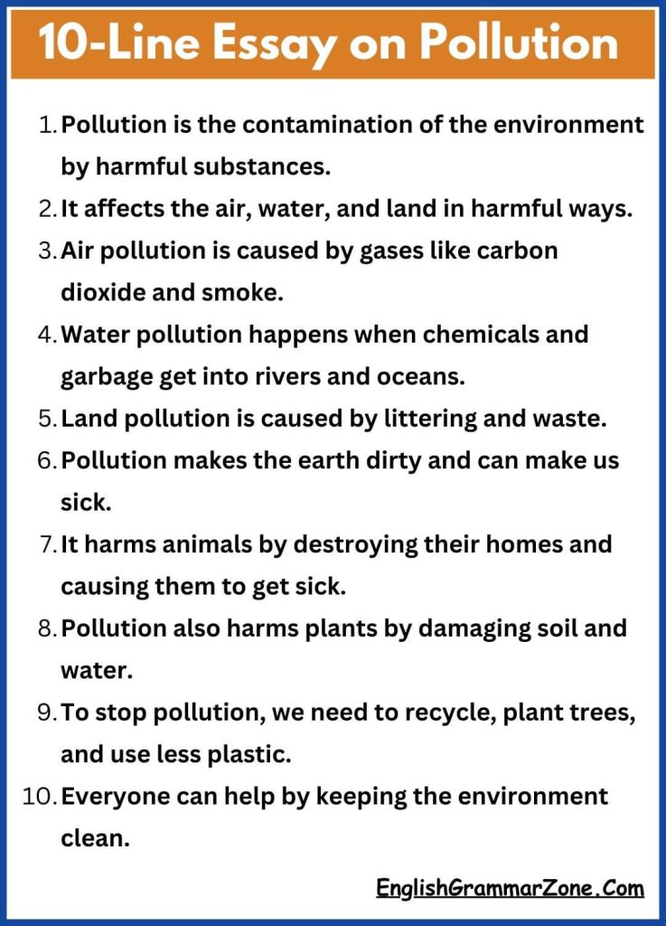 10-Line Essay on Pollution