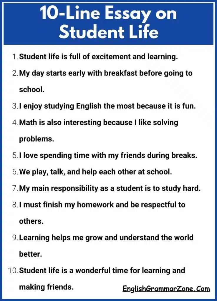 10-Line Essay on Student Life
