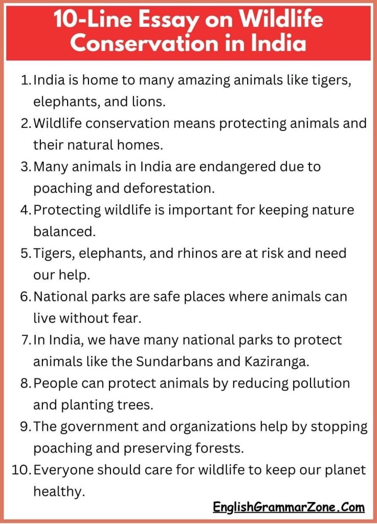 10-Line Essay on Wildlife Conservation in India