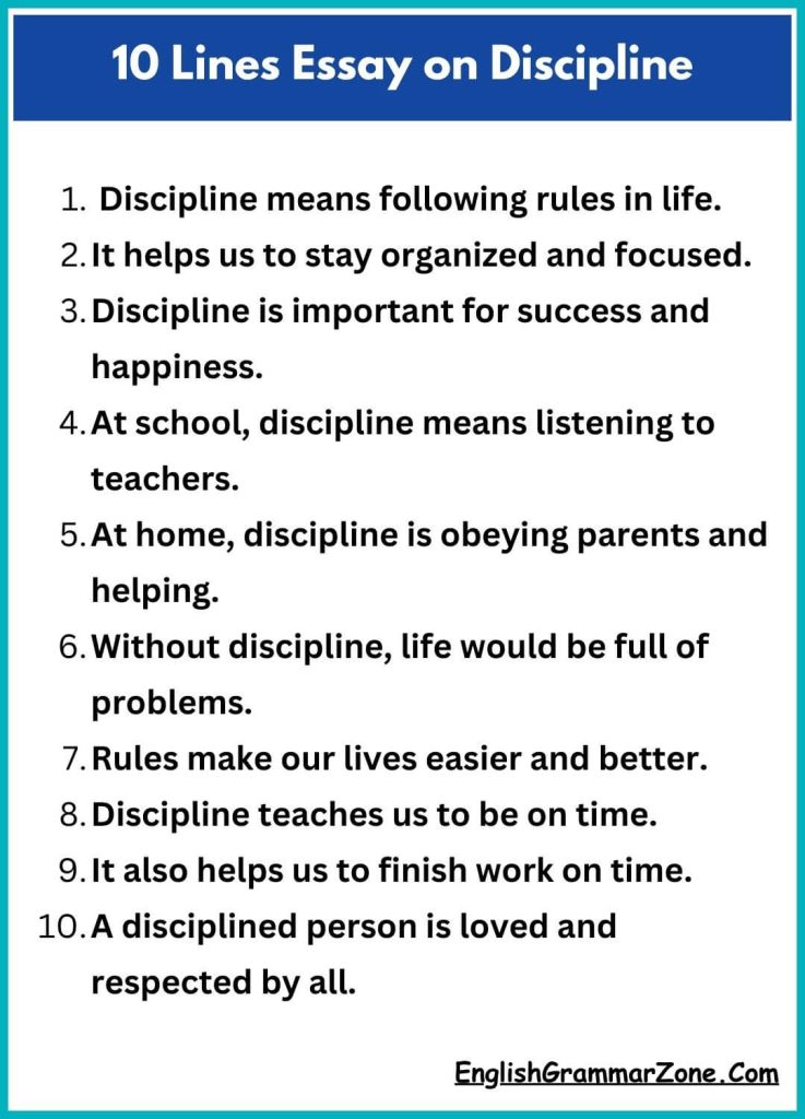 10 Lines Essay on Discipline