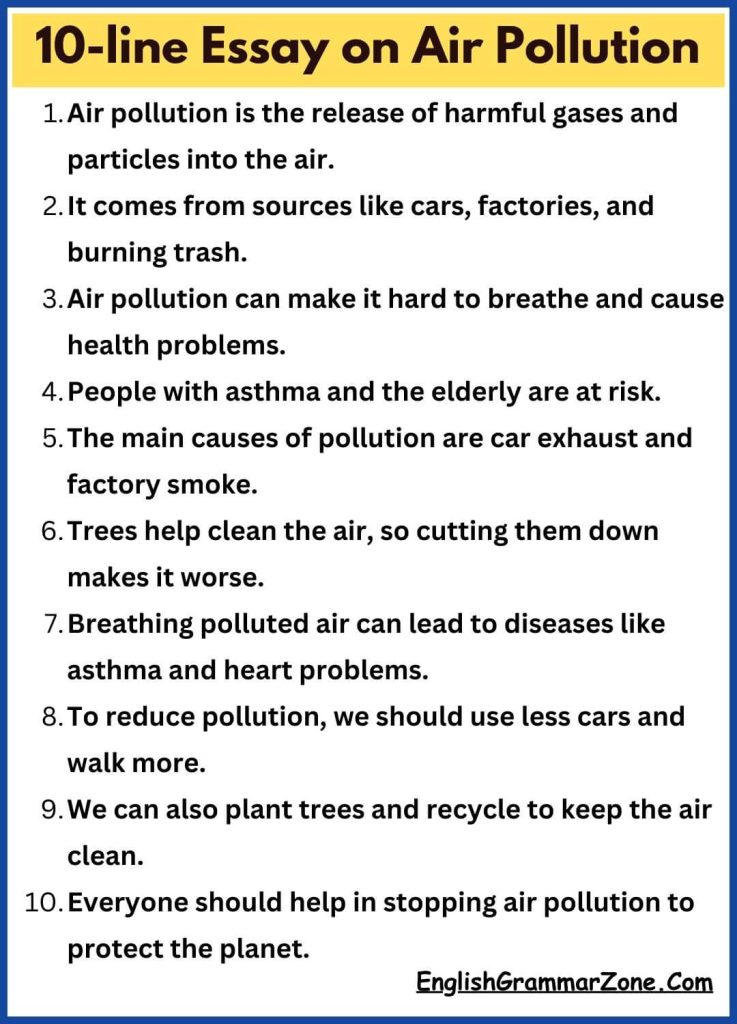 10-line Essay on Air Pollution