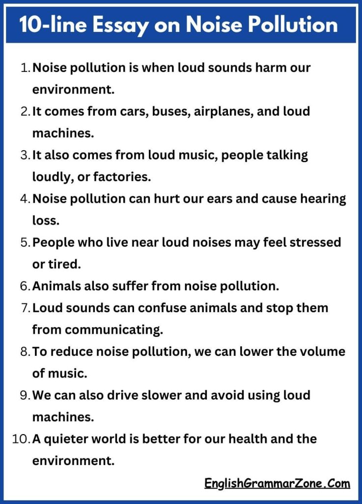 10-line Essay on Noise Pollution