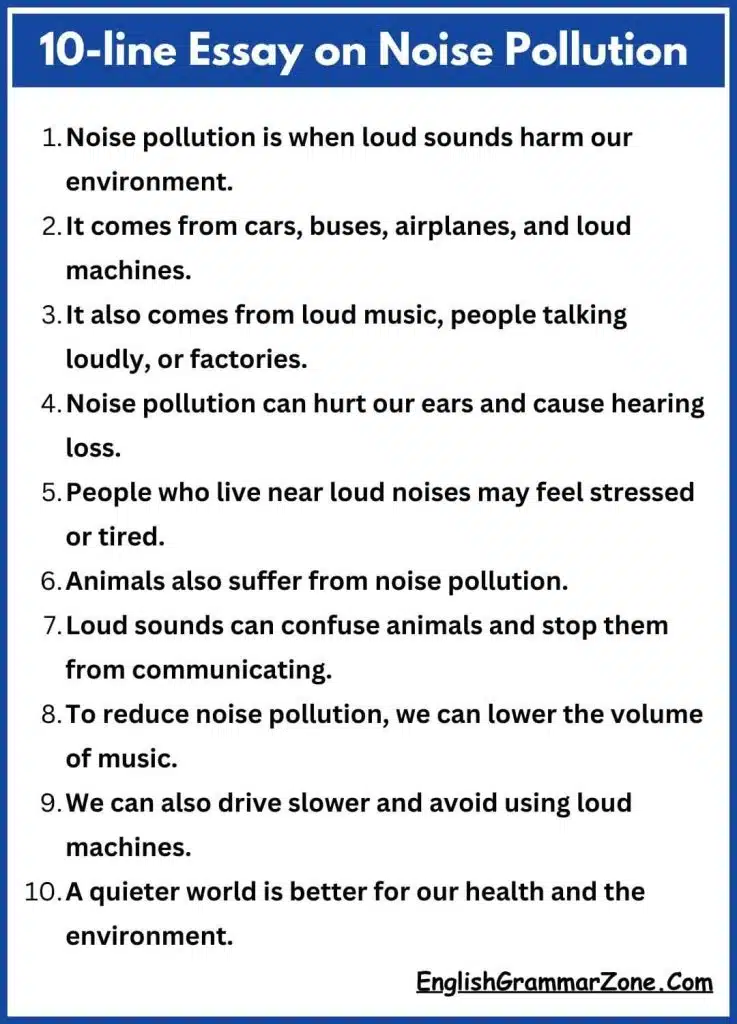 10-line Essay on Noise Pollution