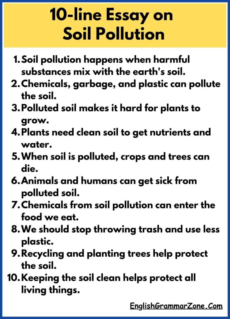 10-line Essay on Soil Pollution