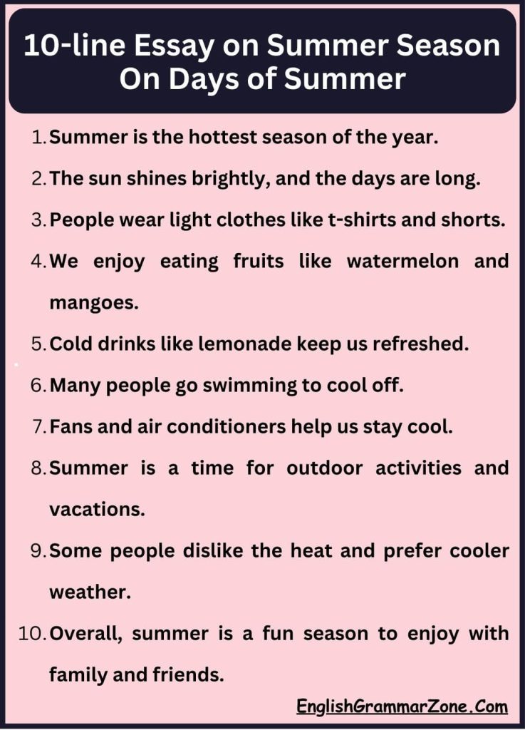 10-line Essay on Summer Season