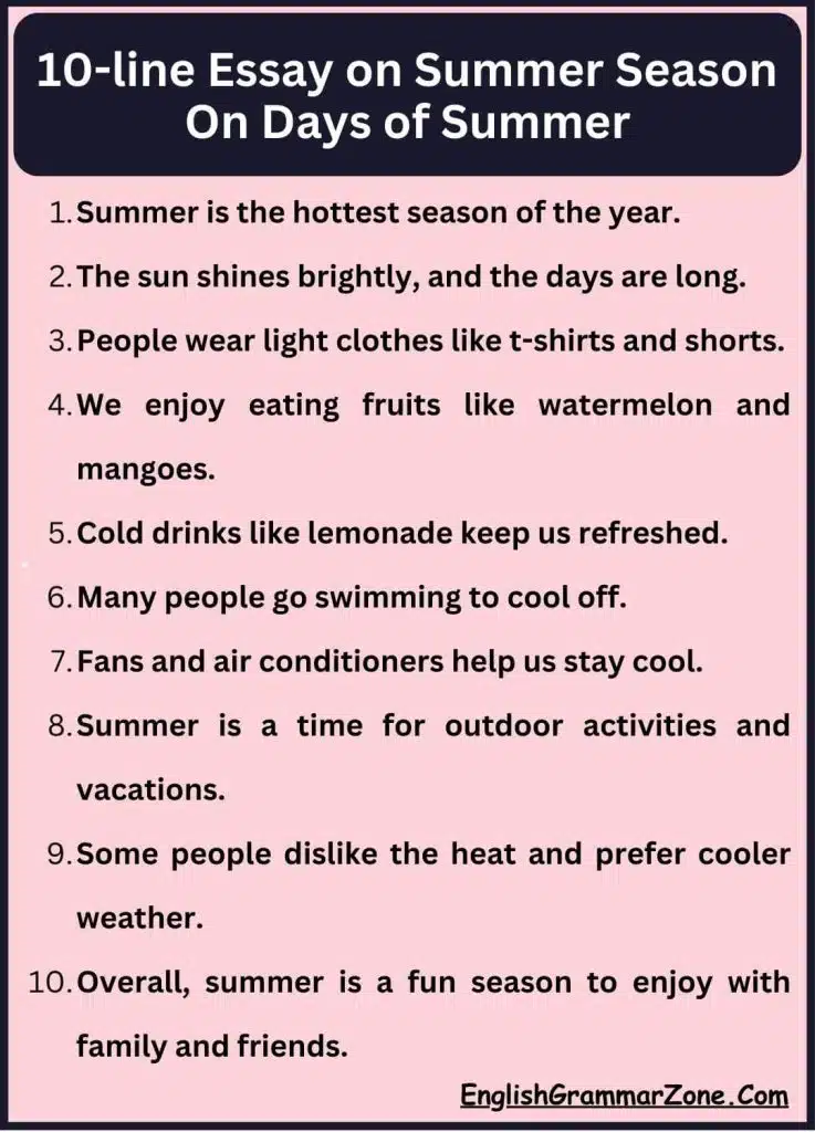 10-line Essay on Summer Season