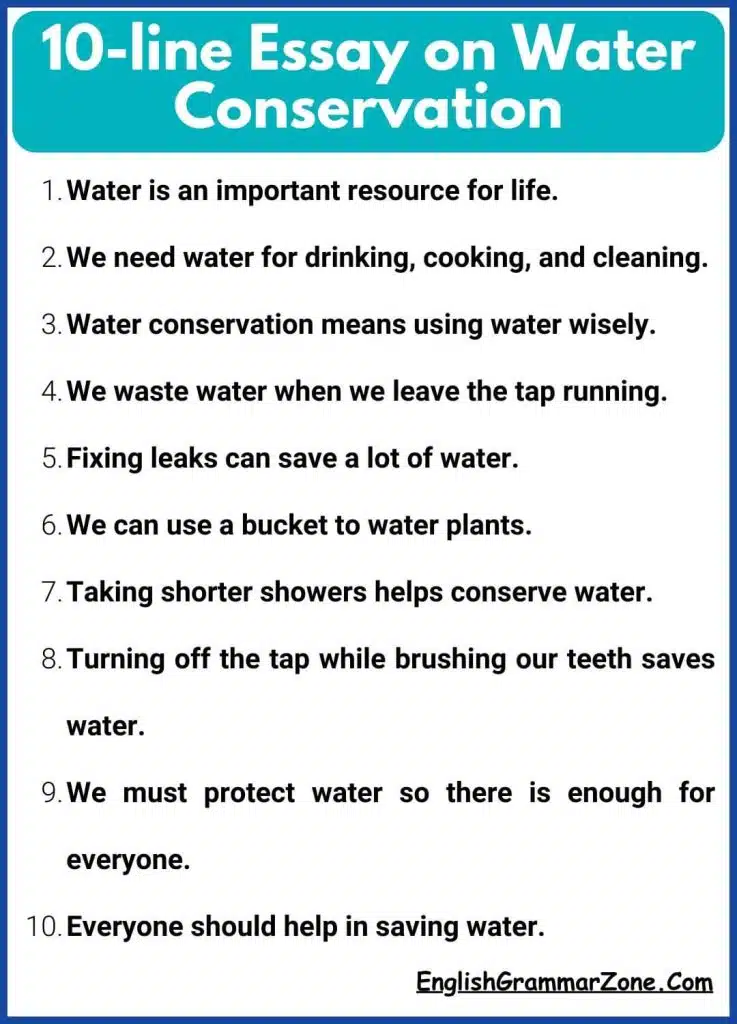 10-line Essay on Water Conservation