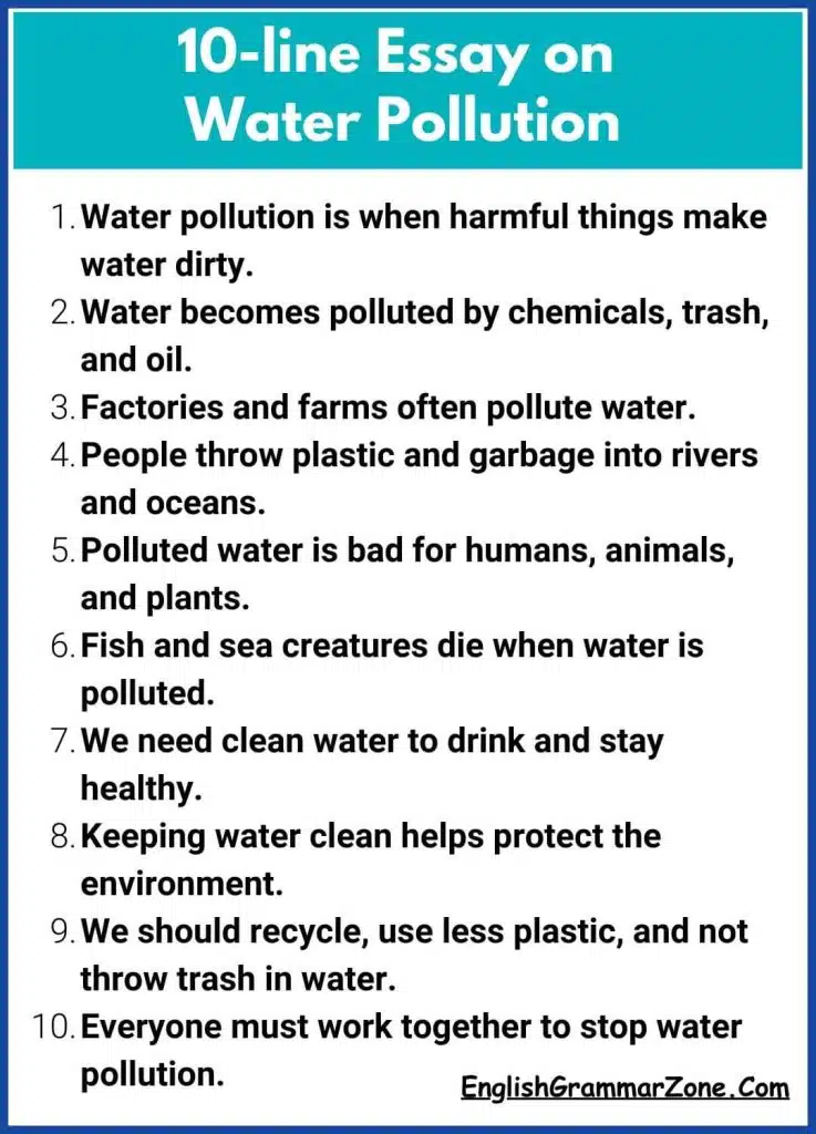 10-line Essay on Water Pollution