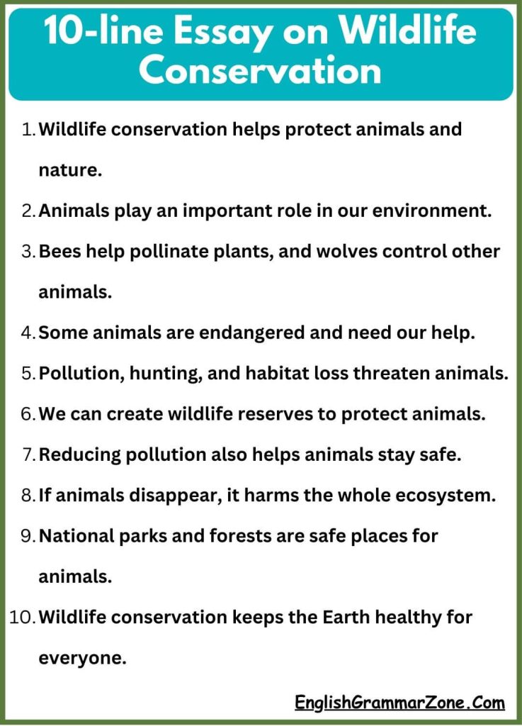 10-line Essay on Wildlife Conservation
