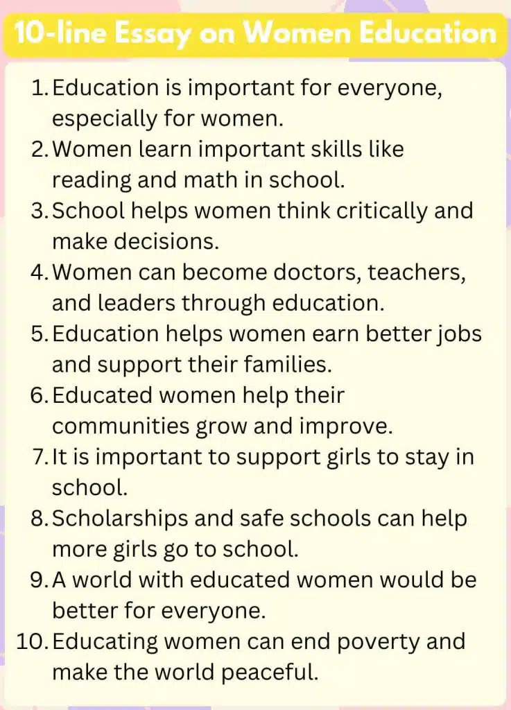 10-line Essay on Women Education