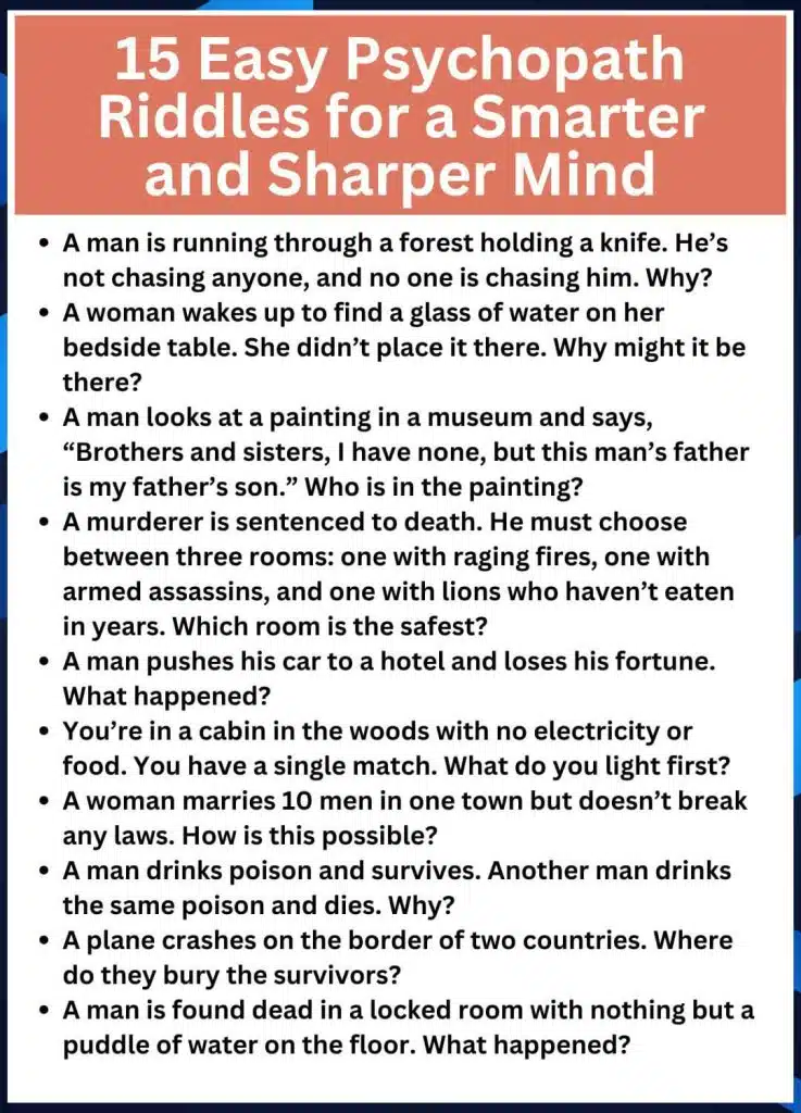 15 Easy Psychopath Riddles for a Smarter and Sharper Mindles with Answers for Kids