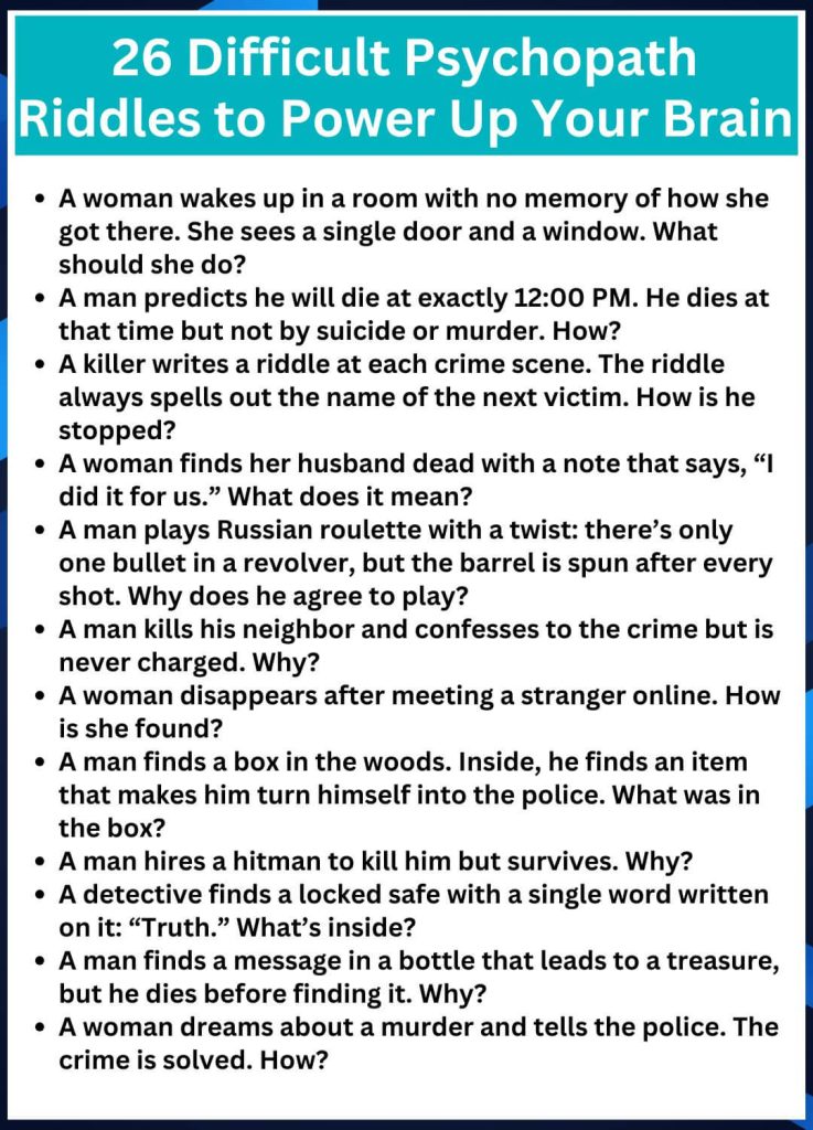 26 Difficult Psychopath Riddles to Power Up Your Brain