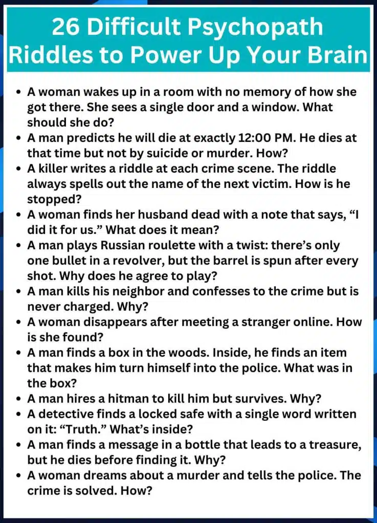 26 Difficult Psychopath Riddles to Power Up Your Brain