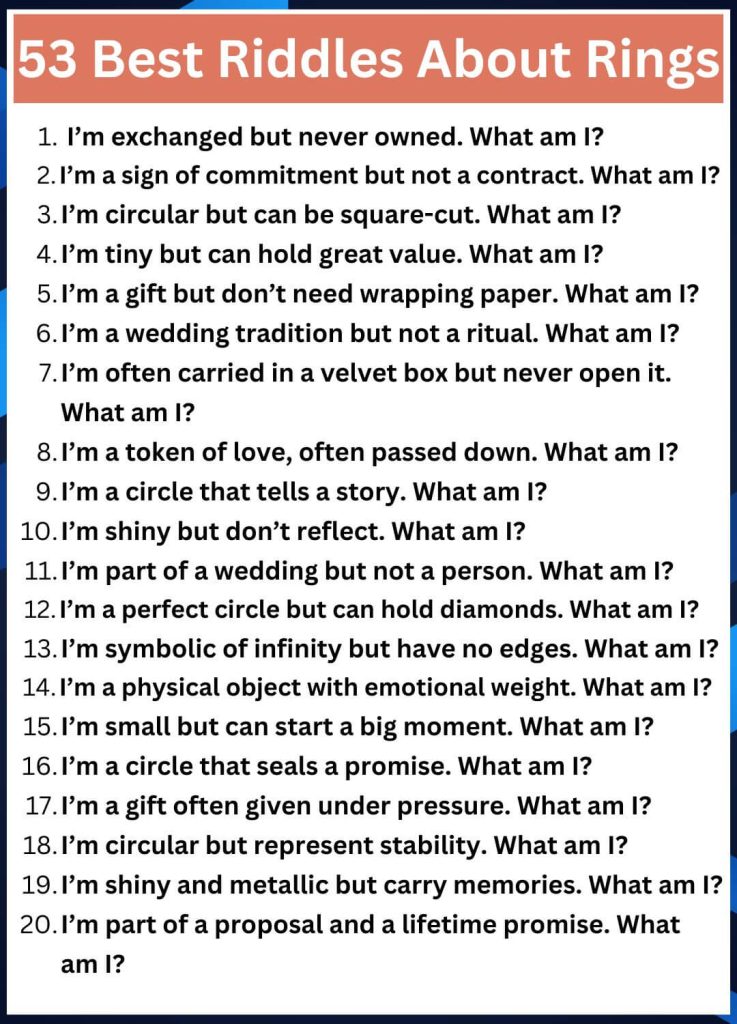 53 Best Riddles About Rings With Answers