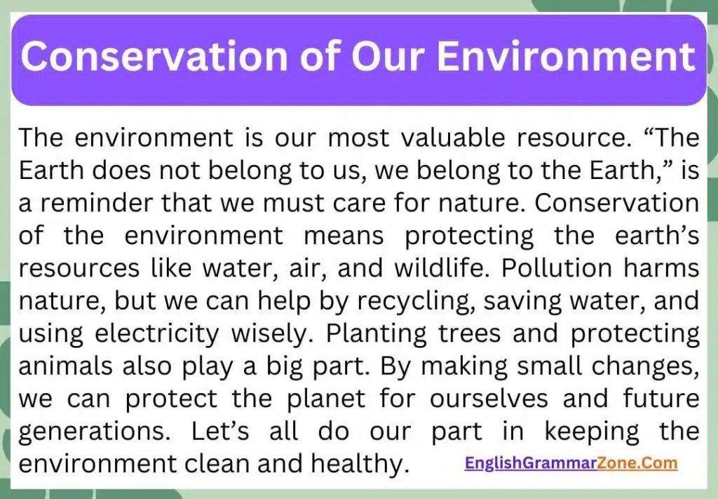 Essay on Conservation of Our Environment