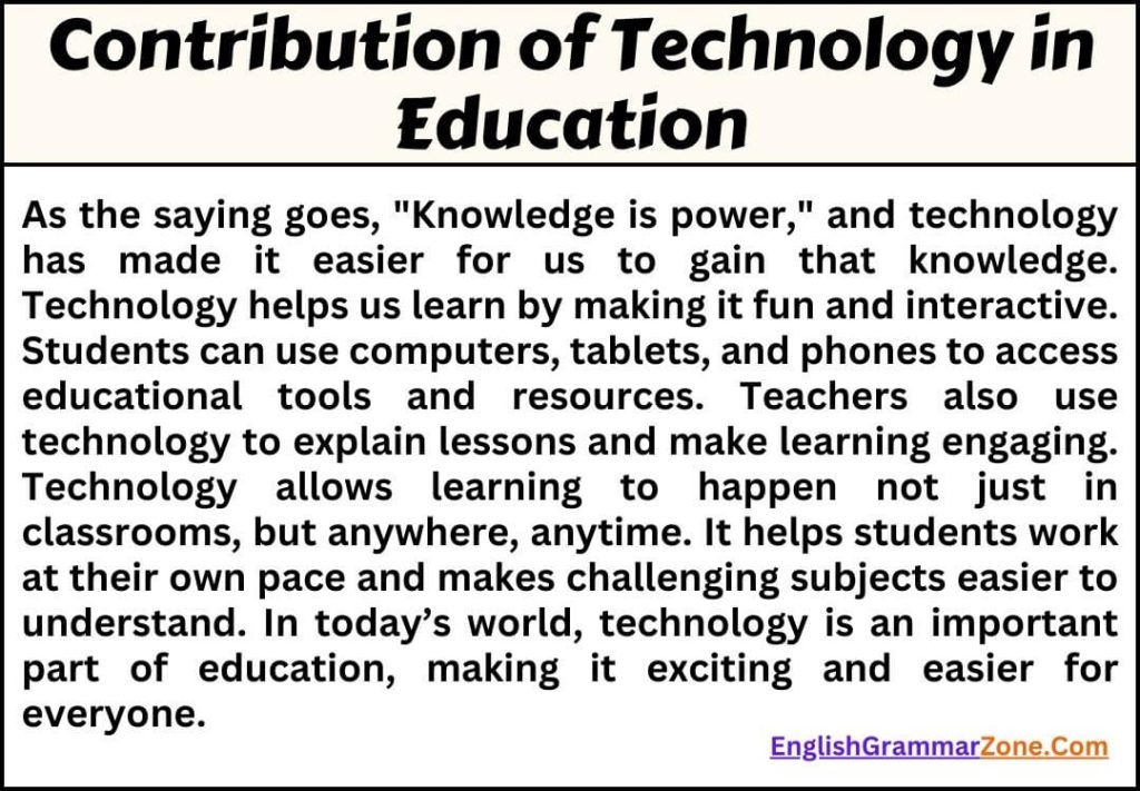 Contribution of Technology in Education