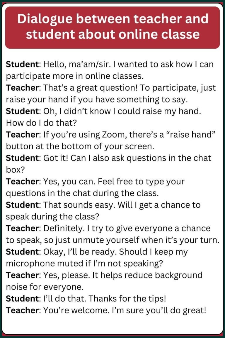 Dialogue Between Teacher And Student About Online Classes