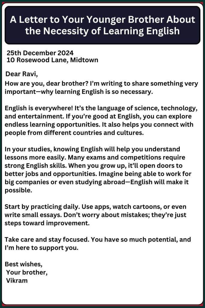 A Letter to Your Younger Brother About the Necessity of Learning English