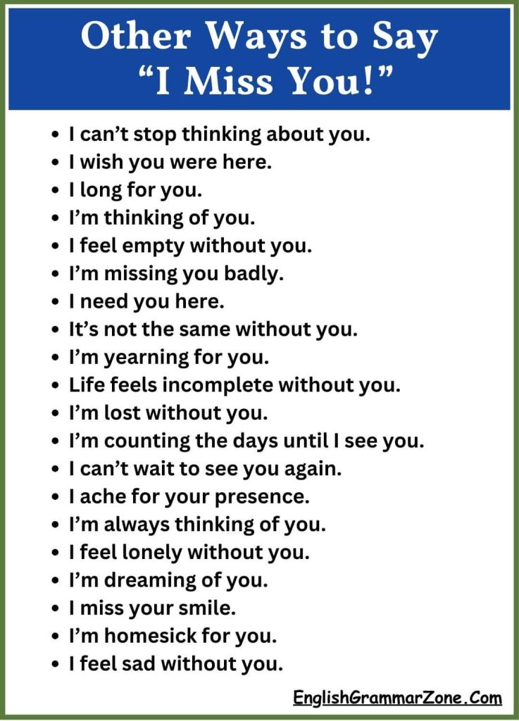 English Phrases Other Ways to Say “I Miss You!”