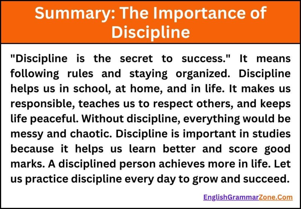 Summary The Importance of Discipline