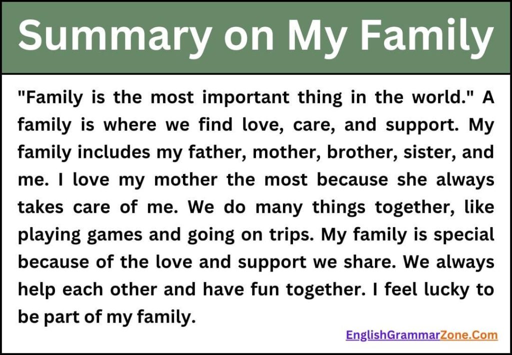 Summary on My Family