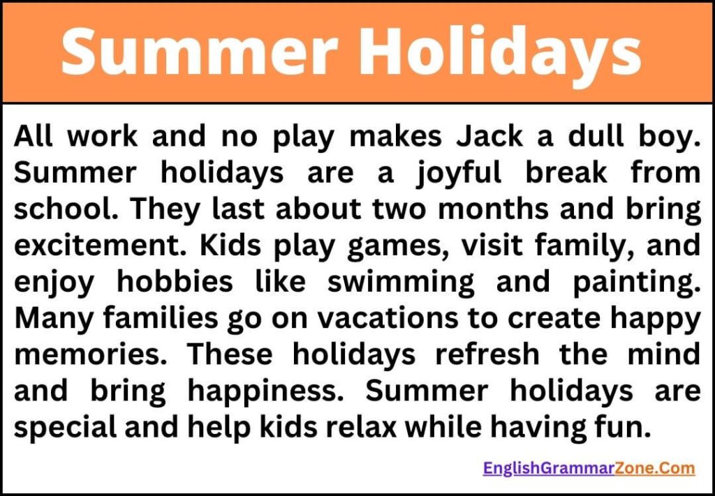 Essay on Summer Holidays