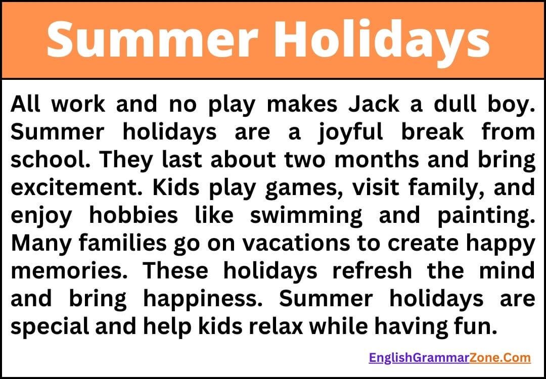 10 Line Essay On Summer Holidays In English