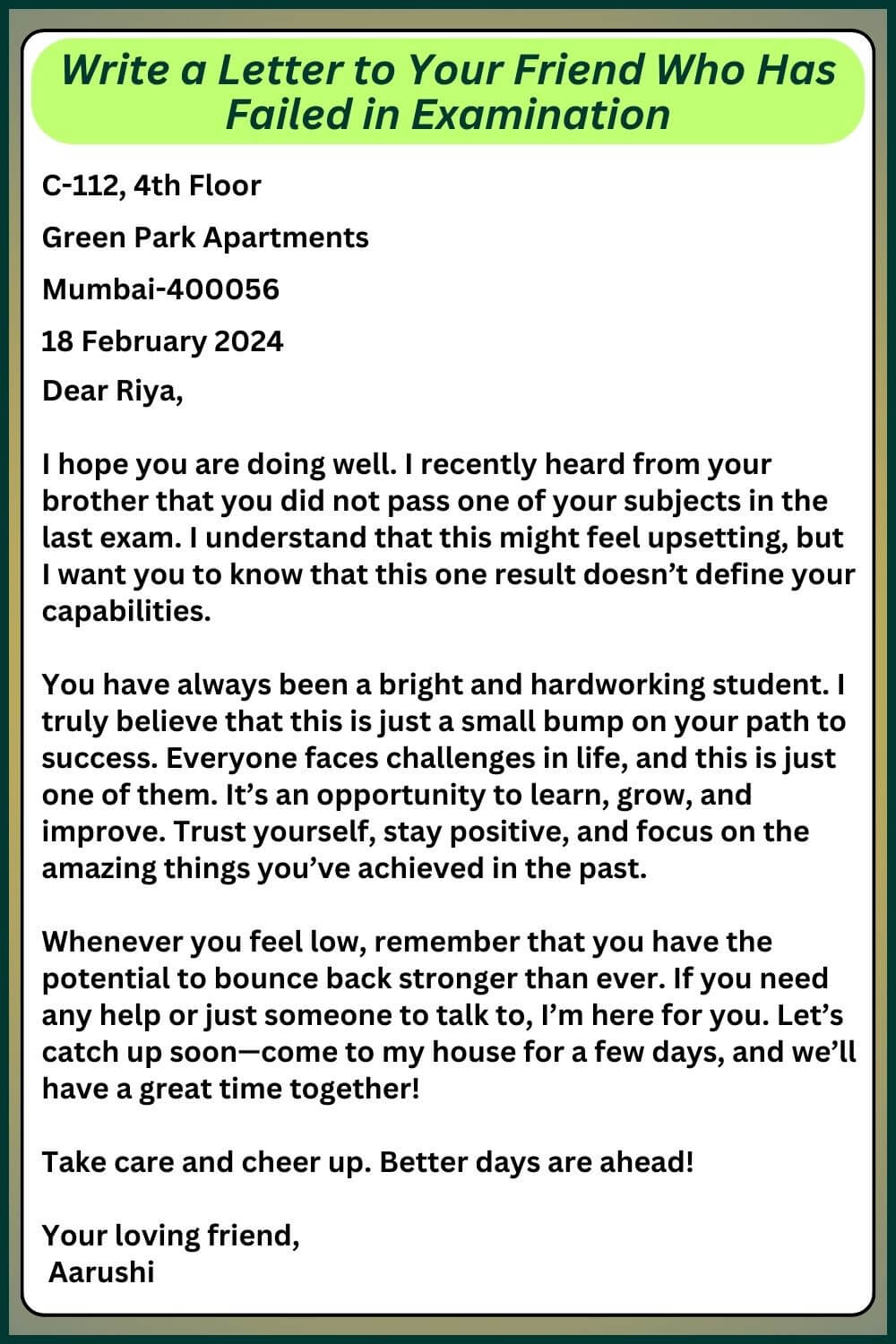 Letter to Your Friend Who Has Failed in Examination