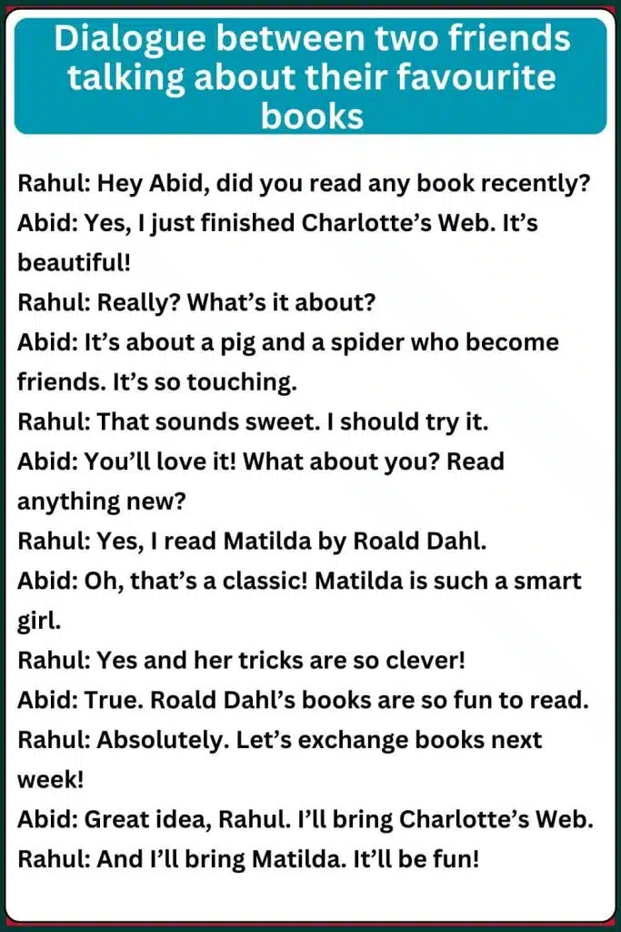 two friends talking about their favourite books
