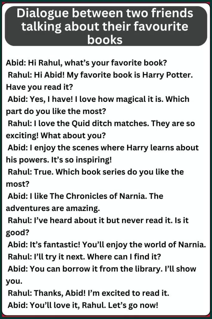 two friends talking about their favourite books