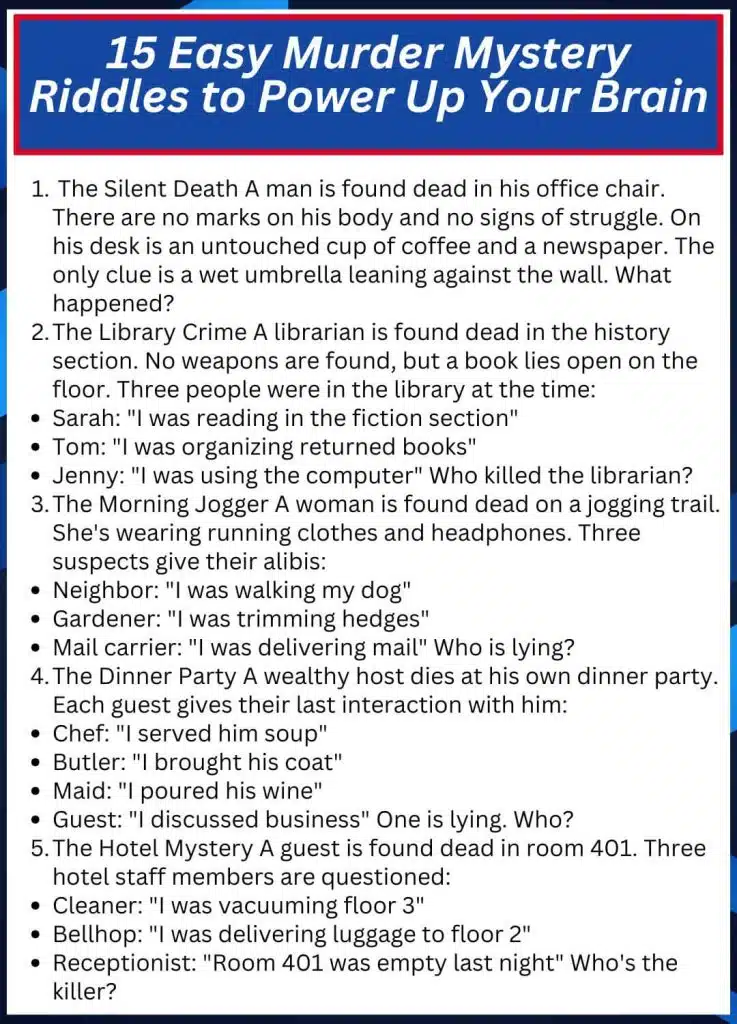 15 Easy Murder Mystery Riddles to Power Up Your Brain