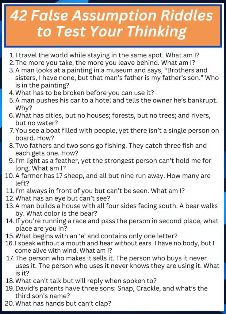 42 False Assumption Riddles to Test Your Thinking