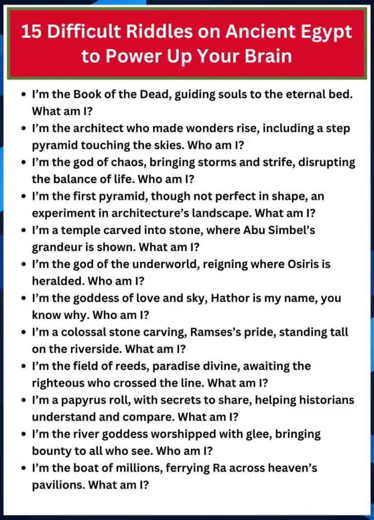 44+ Ancient Egypt riddles for Instant Brain Boost