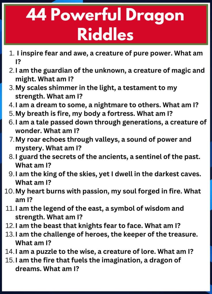 44 Powerful Dragon Riddles With Answers