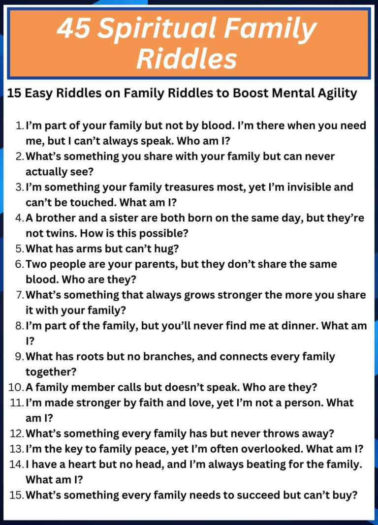 Family Member Riddles 45 Spiritual Family Riddles: Unlock Insights Together