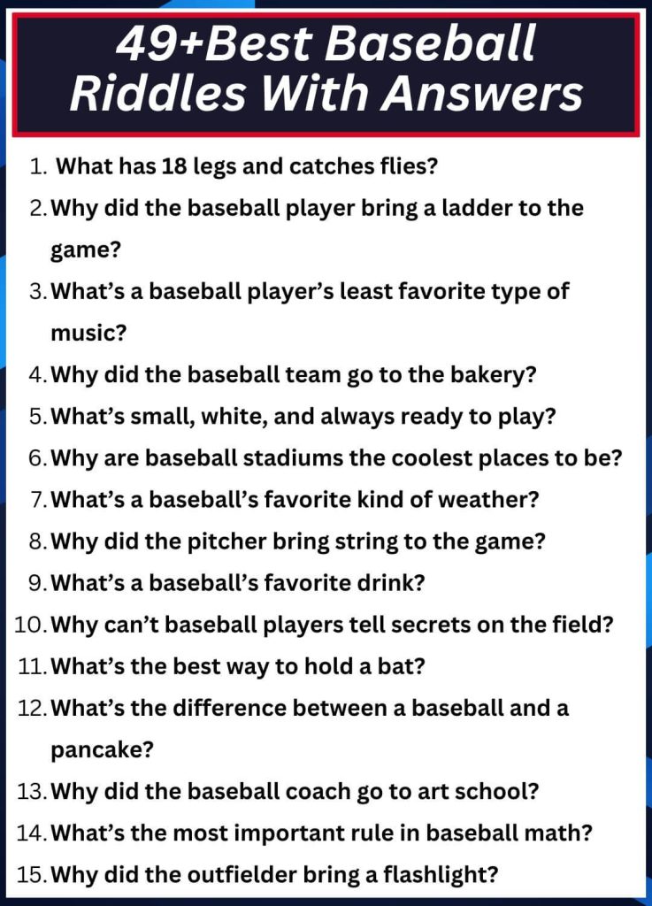 49+Best Baseball Riddles With Answers