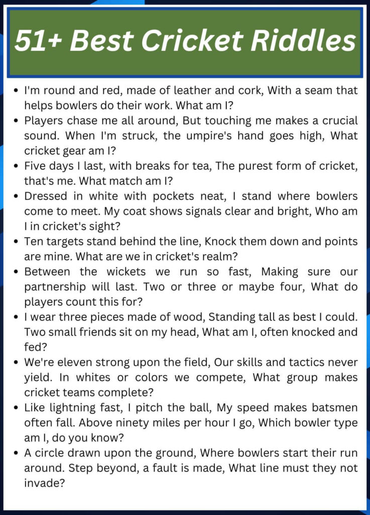 Cricket riddles with answers