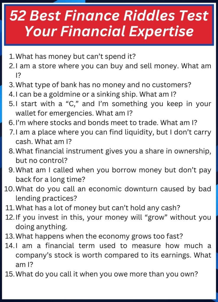 52 Best Finance Riddles Test Your Financial Expertise